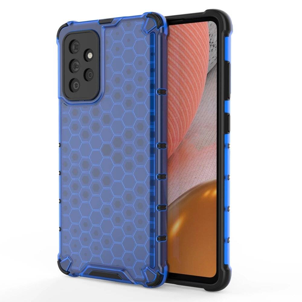 Honeycomb Handyhülle Schutzhülle TPU Rahmen Samsung Galaxy A72 4G blau-0