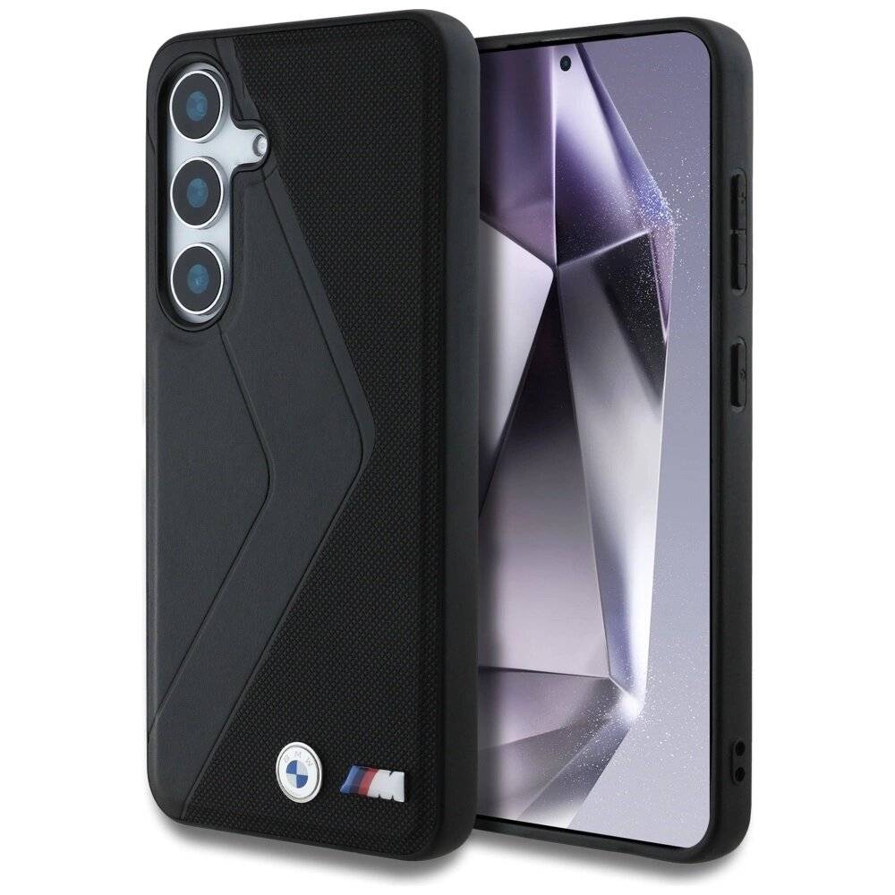 BMW Leder Oversized Stripes MagSafe Hülle Samsung Galaxy S25 - Schwarz-0