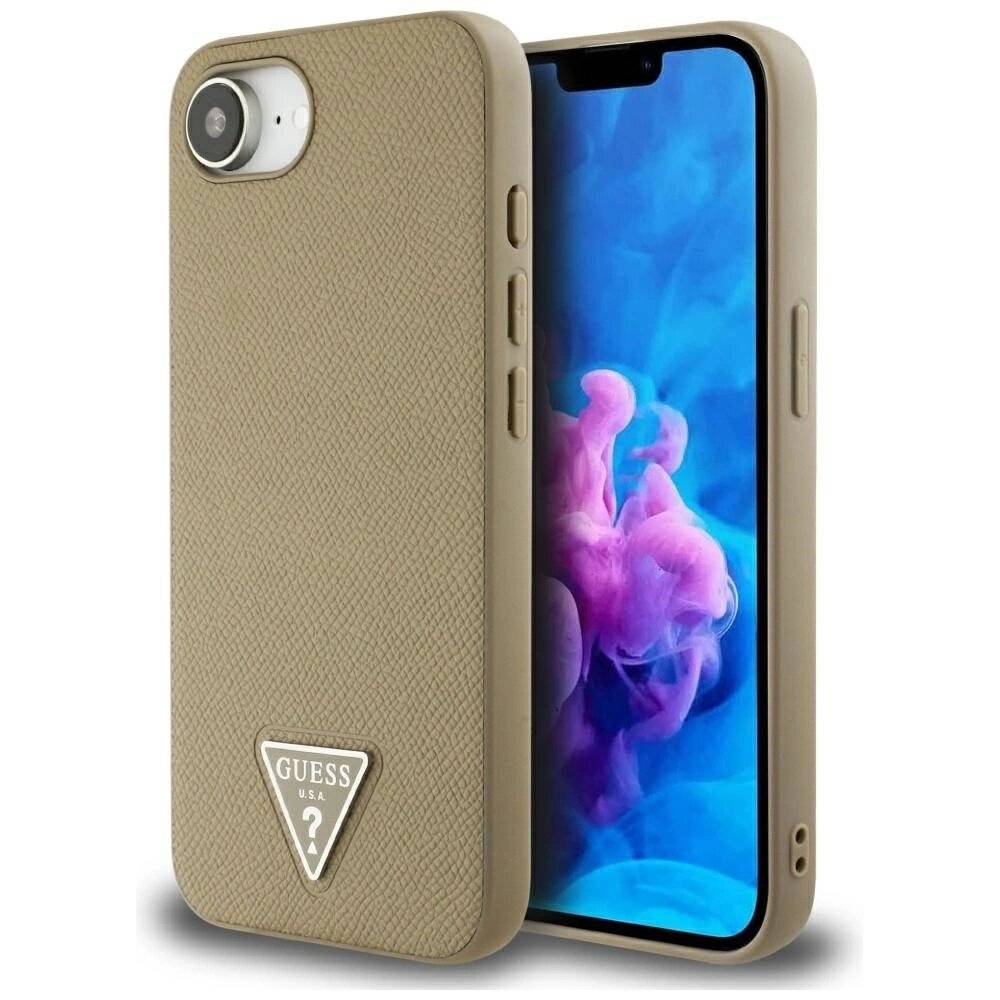 Guess Grained Triangle MagSafe iPhone 16e Hülle - Braun-0