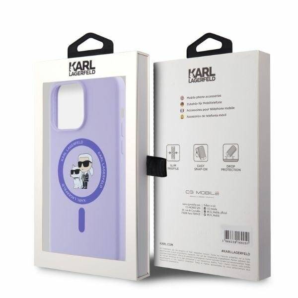 Karl Lagerfeld Silikon Karl&Choupette Heads Ring MagSafe Hülle iPhone 15 Pro Max – Lila-1