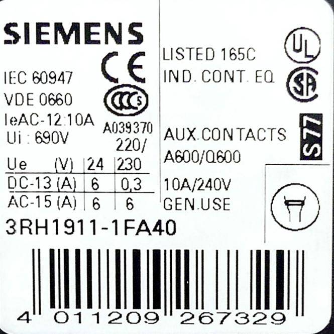 Siemens Hilfsschalterblock (3RH1911-1FA40)-1