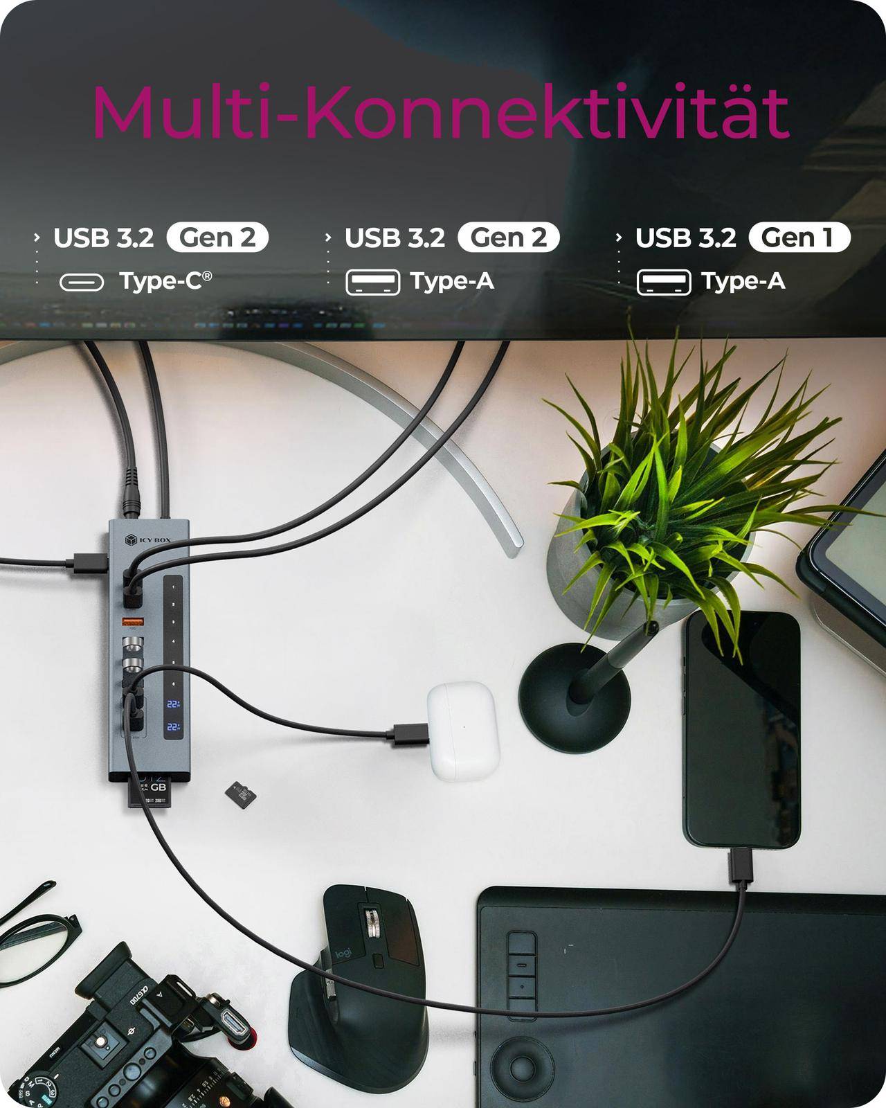 IB-HUB1742CR-C2PD, 11-in-1 HUB mit PD Ports und Cardreader, USB 3.2 Gen 2 10 Gbit/s-2