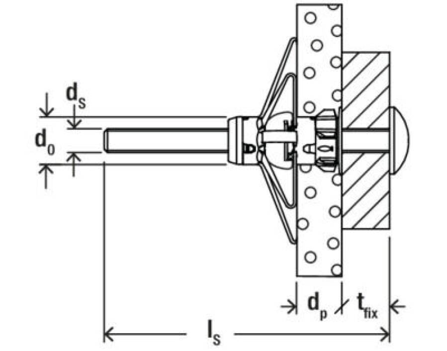 Hohlraum-Metalldübel DuoHM 572923 Typ Duo Hm 4 x 55 Bohrernenn-Ø 8 (d0) mm Plattendicke 9,5 - 30 (dp) mm Dübellänge 55 (-1