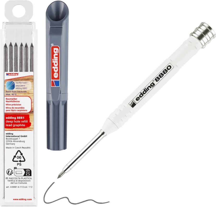 Tiefloch Baumarker Edding 8880/8881 4-8880-8881 Farbe graphit Typ 8880 + 8881 Ausführung Baumarker + 6er Set Nachfüllmin-0