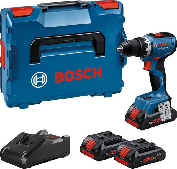 Bosch GSR 18V-65 Professional Akku Bohrschrauber 18 V 63 Nm ( 06019N3208 ) + 3x ProCORE Akku 4,0 Ah + Ladegerät + L-Boxx