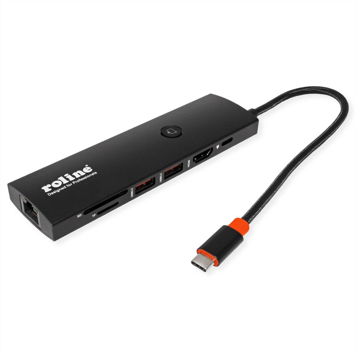 ROLINE USB 3.2 Gen2 Typ C Multiport Dockingstation, HDMI 4K60, USB 3.2 Gen2, USB-C PD, LAN, SD-Card Reader-0