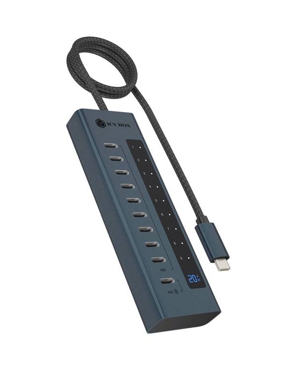 IB-HUB1450-C31, HUB mit 10x USB-C Ports, USB 3.2 Gen 2, 10 Gbit/s, mit 48W Netzteil, 1x PD 20W