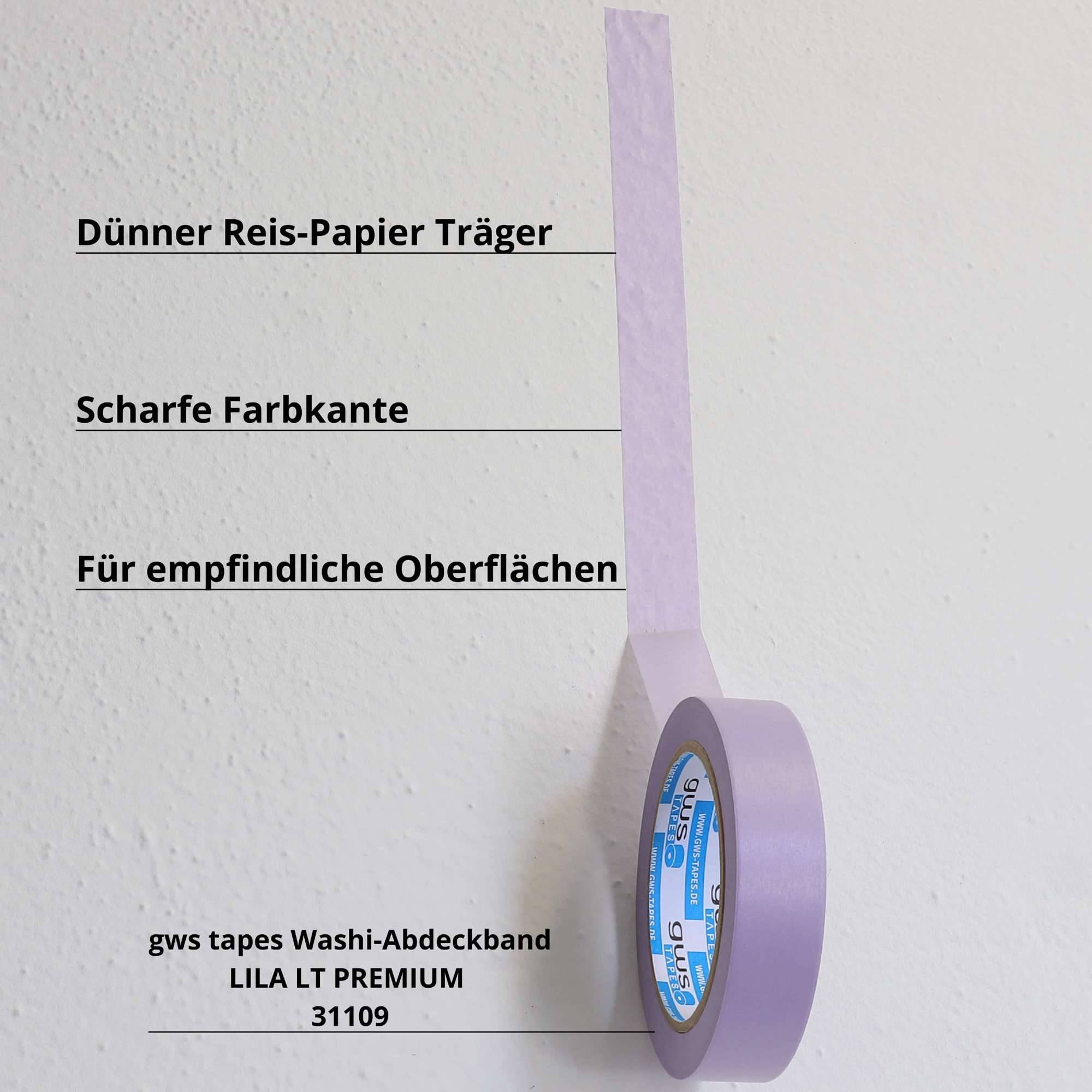 gws Washi-Abdeckband LILA PREMIUM – Für Raufaser & sensible Oberflächen 50 m : 19 mm-1