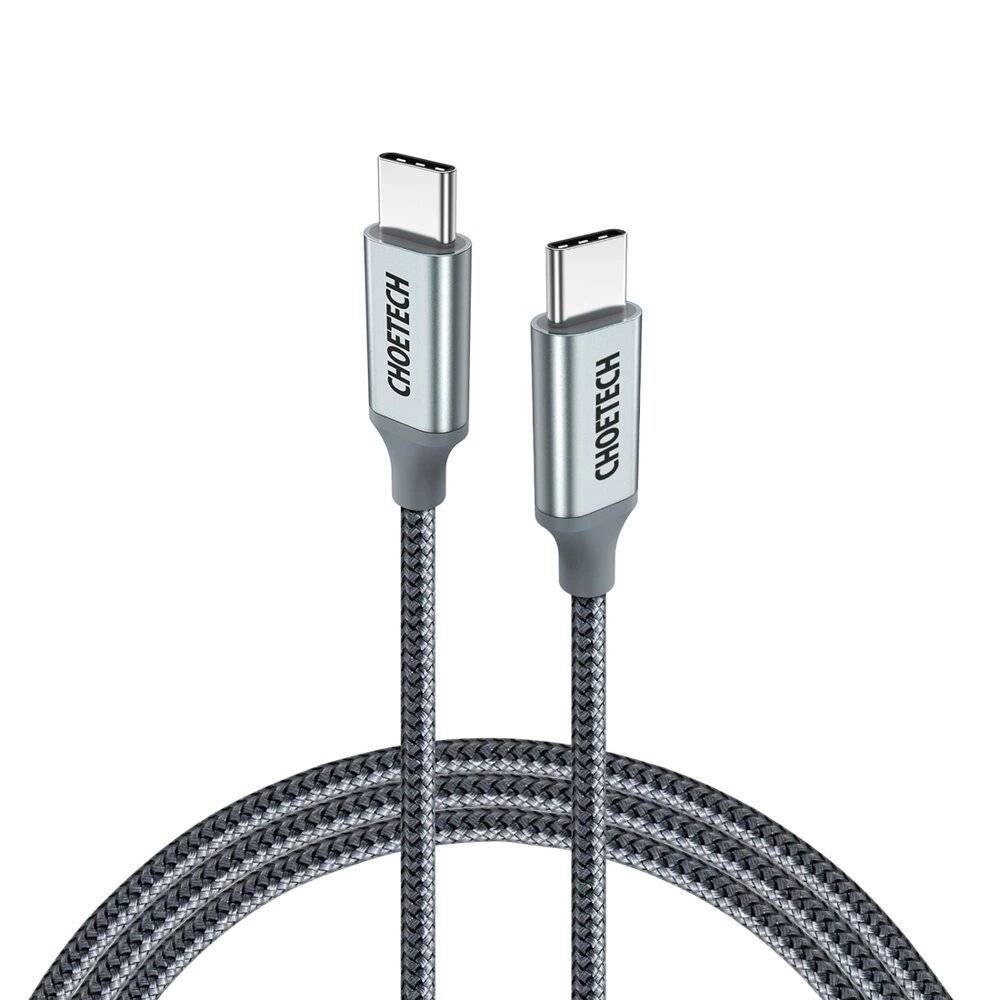 Choetech USB-C auf USB-C Kabel, 100W PD, 5A, 1.8m, Nylon, Grau