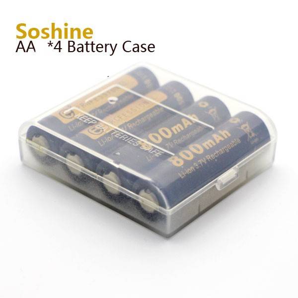 Soshine Kunststoffbox für 4x 14500 oder 4x AA transparent-0