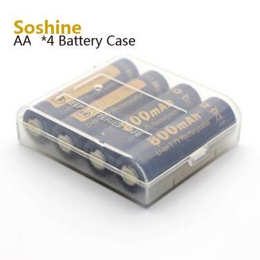 Soshine Kunststoffbox für 4x 14500 oder 4x AA transparent