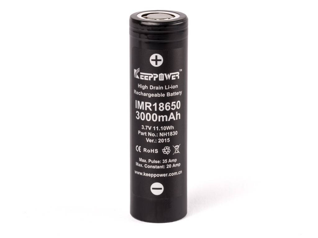 Keeppower IMR18650 - 3000mAh, 3,6V - 3,7V Li-Ion-Akku (Pluspol flach)-1