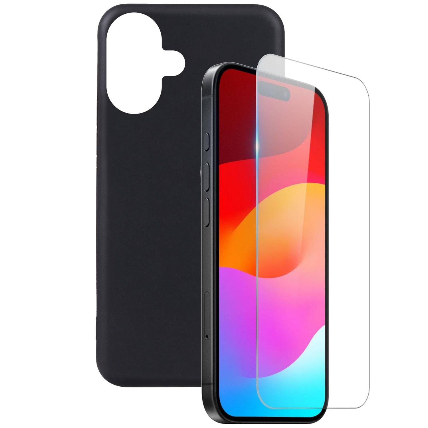 Für Apple iPhone 17 Silikon TPU Schutz Handy Hülle Schwarz + 0,26mm 9H Hart Glas-0