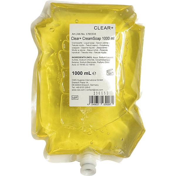 Cremeseife Clear+ pH-neutral mit Zitronenduft Inhalt 1 Liter VE 4 Stk. CWS Hygiene Deutschland GmbH & Co. KG
