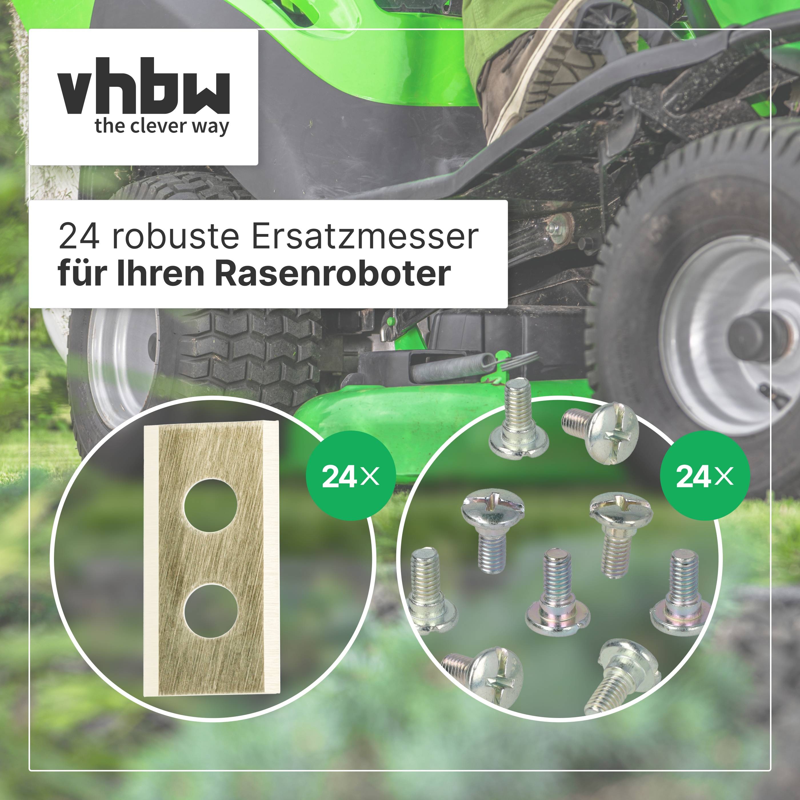 vhbw 24x Ersatz-Messer kompatibel mit Mammotion LUBA Rasenmäher | Ersatzklinge Silber Gold, Stahl (Titanbeschichtung)-2