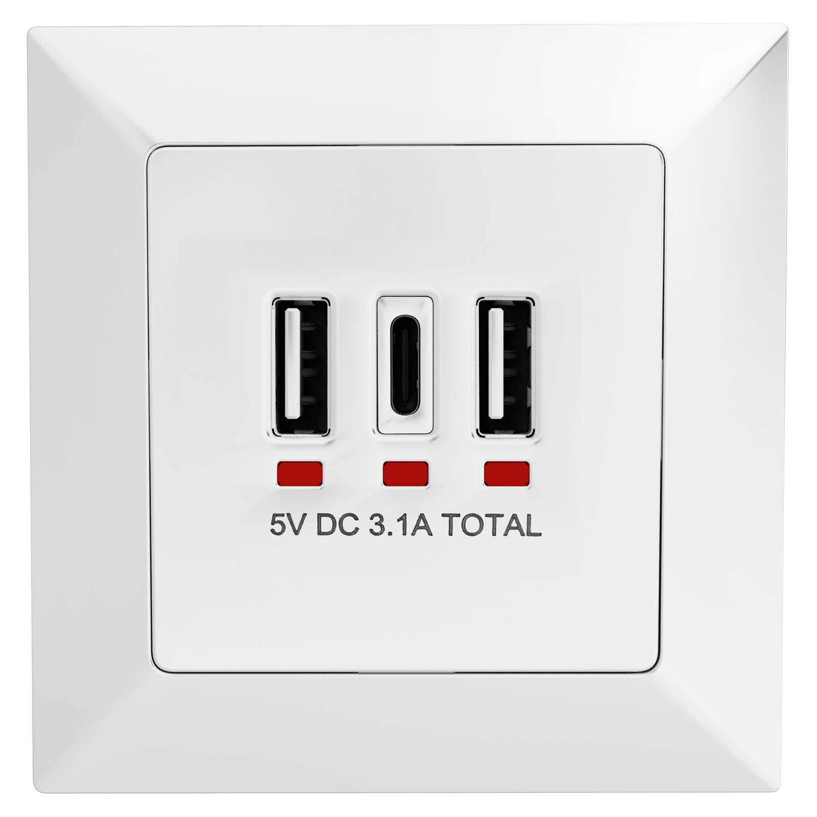 hb-digital Wandsteckdose Unterputz mit 2x USB-A und 1x USB-C Ports weiss-0