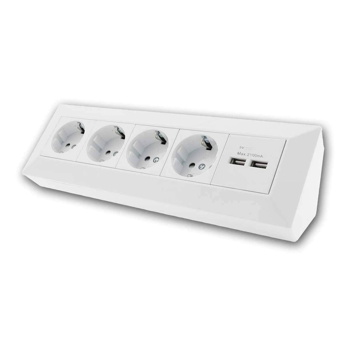 ChiliTec - 4-fach Steckdosenblock + 2x USB, weiß 250V~/ 16A