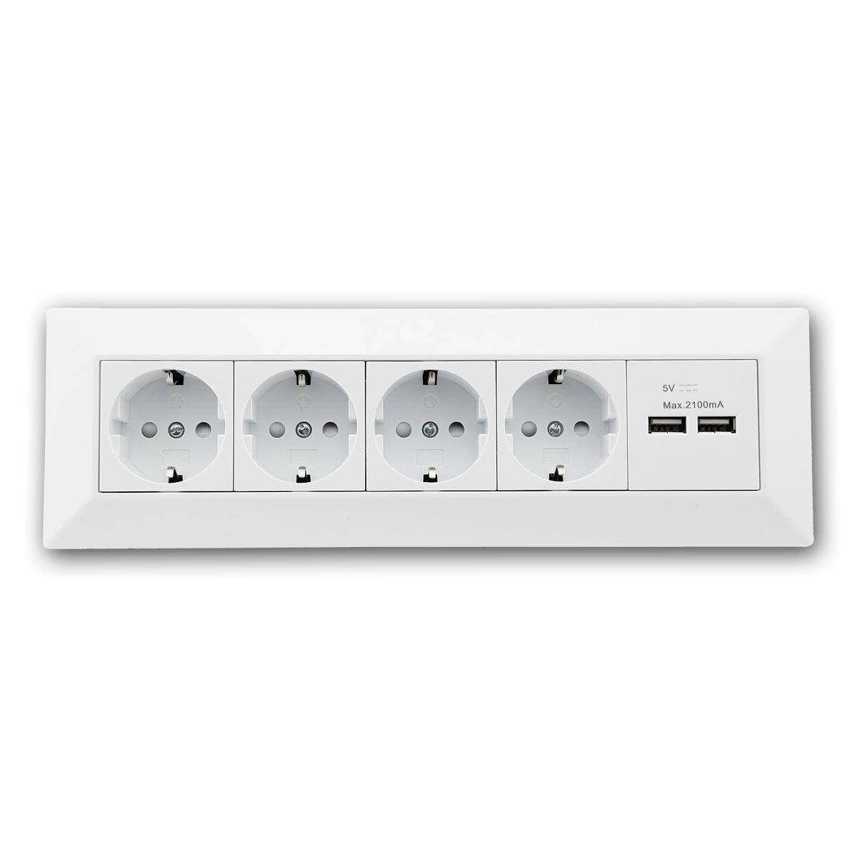 ChiliTec - 4-fach Steckdosenblock + 2x USB, weiß 250V~/ 16A-1