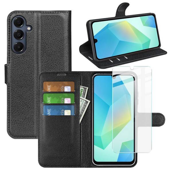 Handyhülle + Schutzglas für Samsung Galaxy A17 5G / 4G Kunstleder Klapptasche