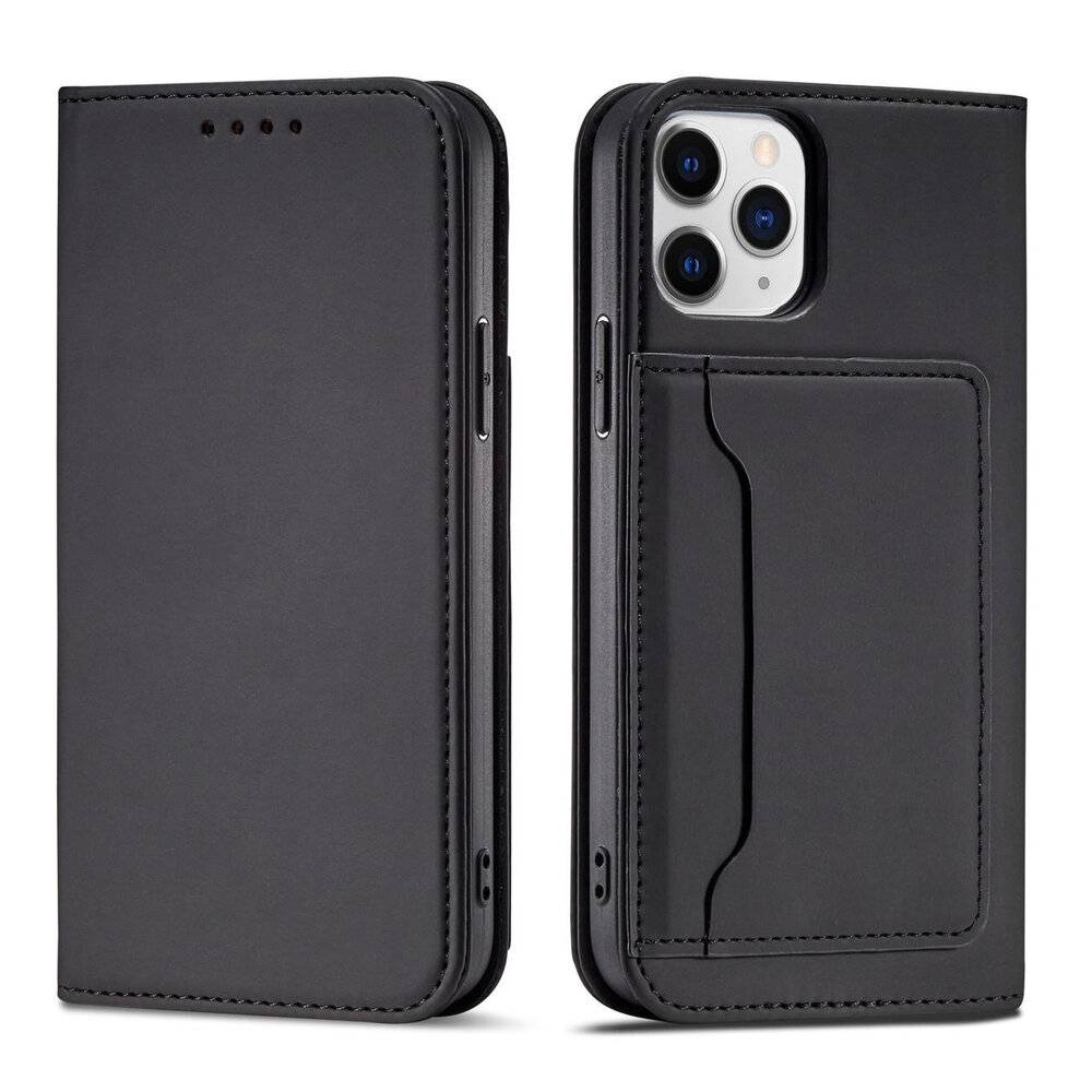 Magnetkartenhülle iPhone 12 Pro Tasche Kartenetui Kartenhalter Schwarz-0