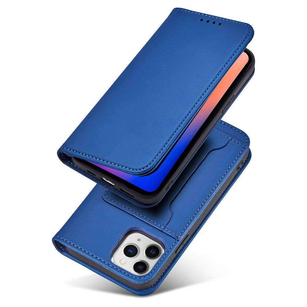 Magnetkartenetui iPhone 12 Cover Kartenetui Kartenständer blau-2