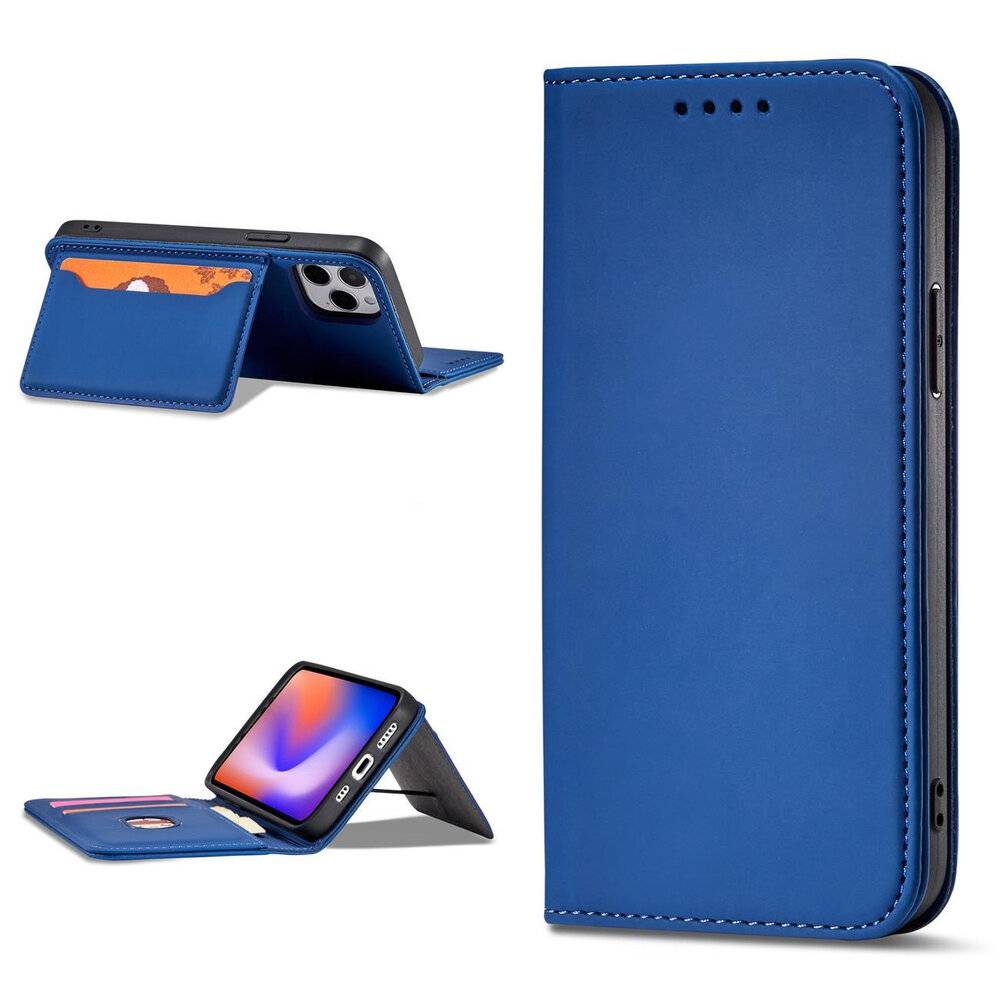 Magnetkartenetui iPhone 12 Cover Kartenetui Kartenständer blau-3