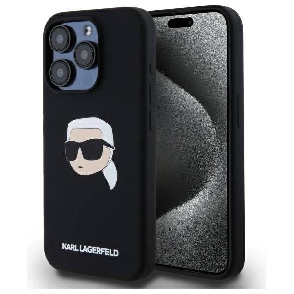 Karl Lagerfeld KLHMP15LSKHPPLK iPhone 15 Pro 6,1″ schwarz/schwarz Hardcase Silikon Head Print
