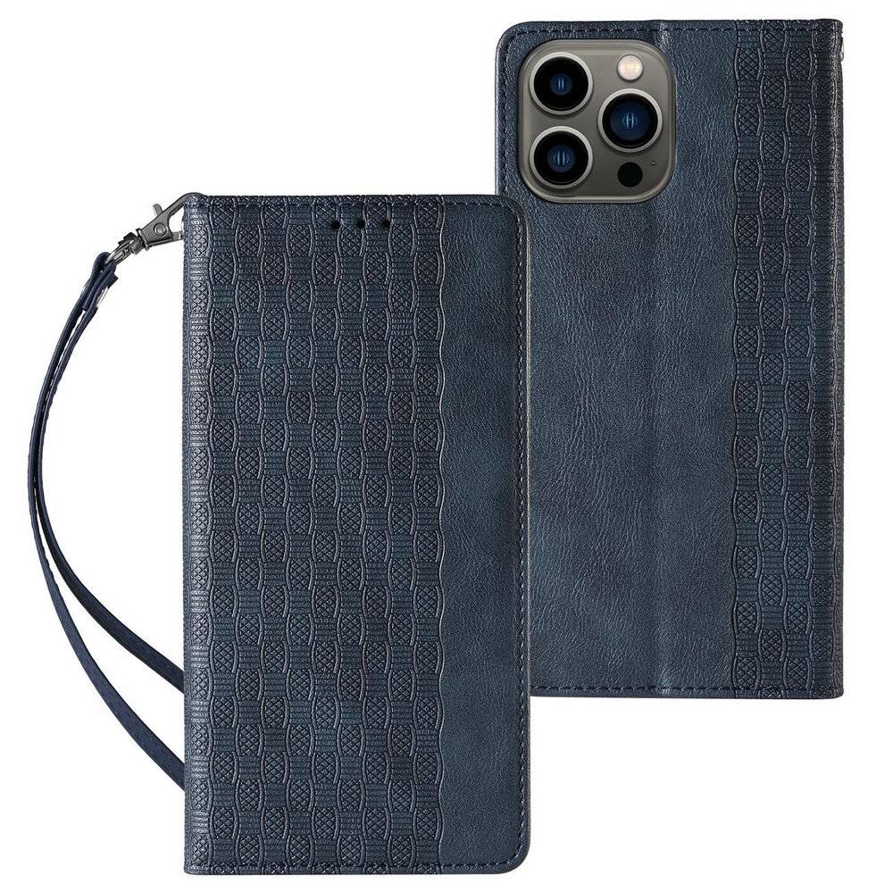 Magnet Strap Case iPhone 12 Pro Pouch Wallet + Mini Lanyard Pendant Blau-0