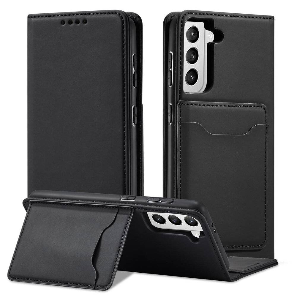 Magnet Kartenetui Samsung Galaxy S22+ S22 Plus Tasche Wallet Kartenhalter Schwarz-4