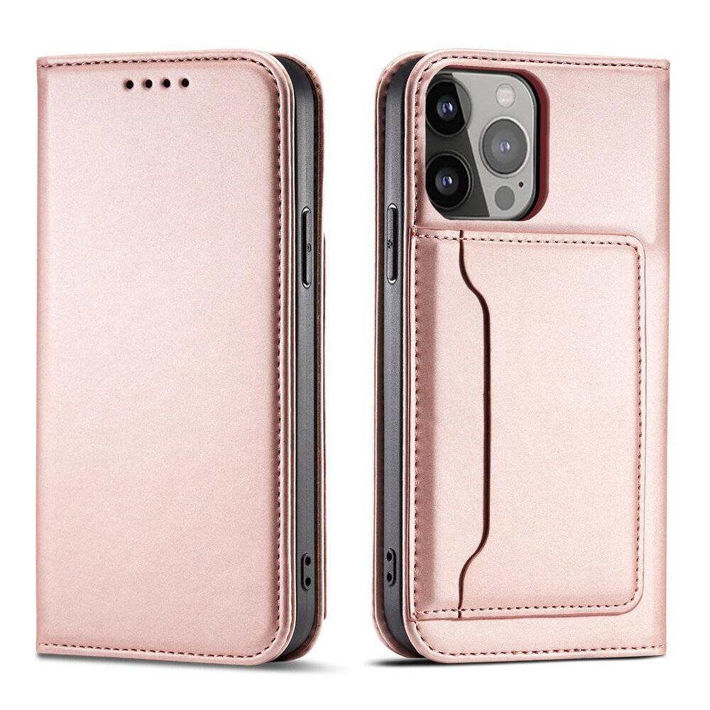 Magnetkartenhülle iPhone 13 Pro Max Tasche Kartenetui Kartenhalter Pink-0