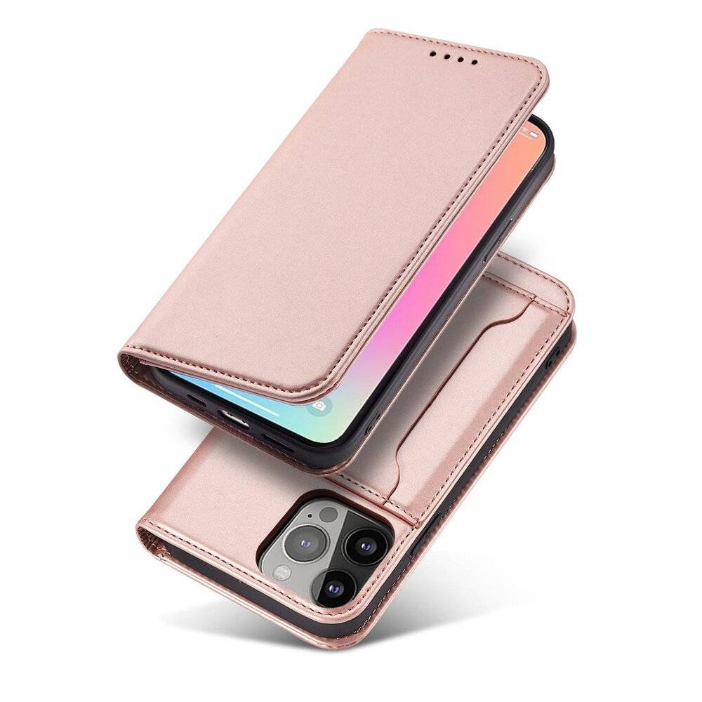 Magnetkartenhülle iPhone 13 Pro Max Tasche Kartenetui Kartenhalter Pink-2