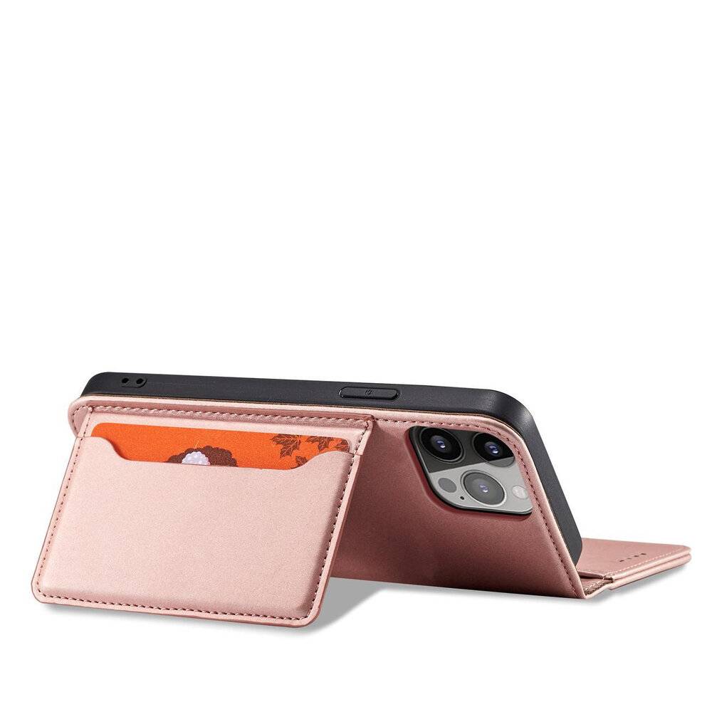 Magnetkartenhülle iPhone 13 Pro Max Tasche Kartenetui Kartenhalter Pink-3