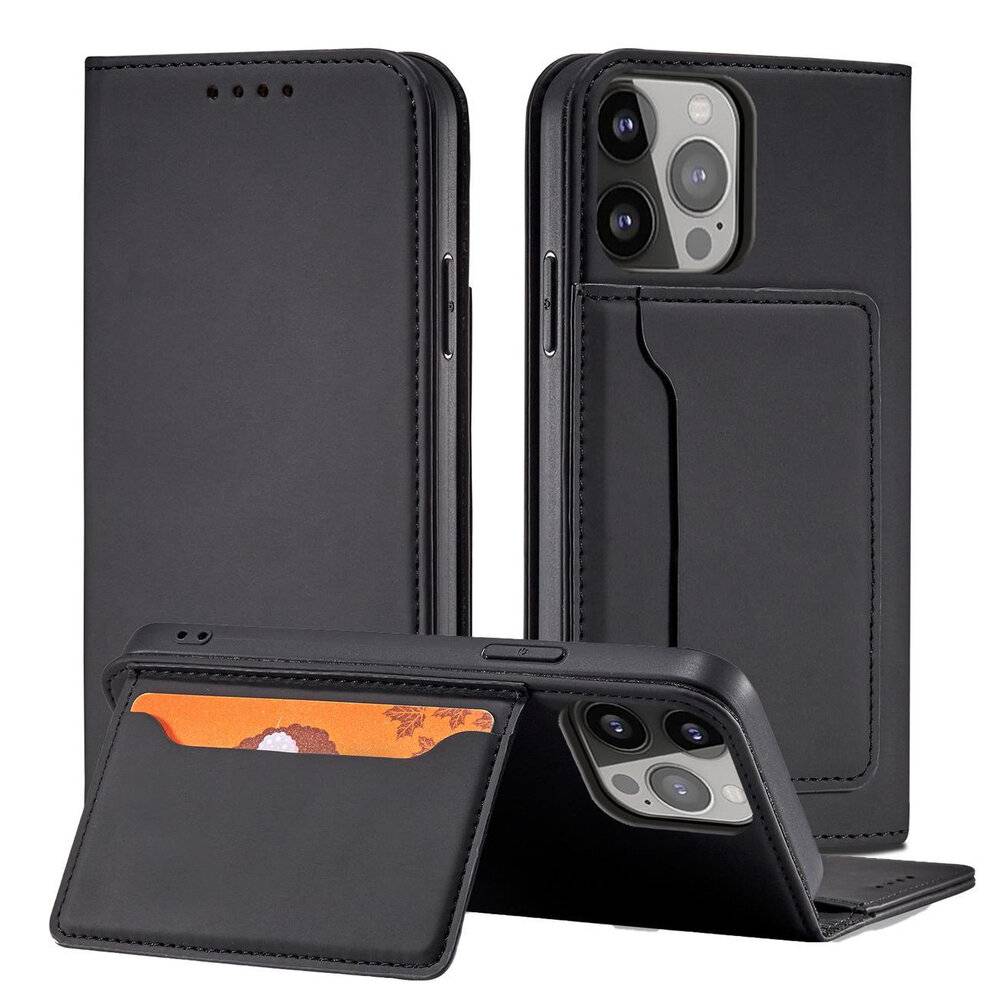 Magnetkartenhülle iPhone 13 Pro Max Tasche Kartenetui Kartenhalter Schwarz-2
