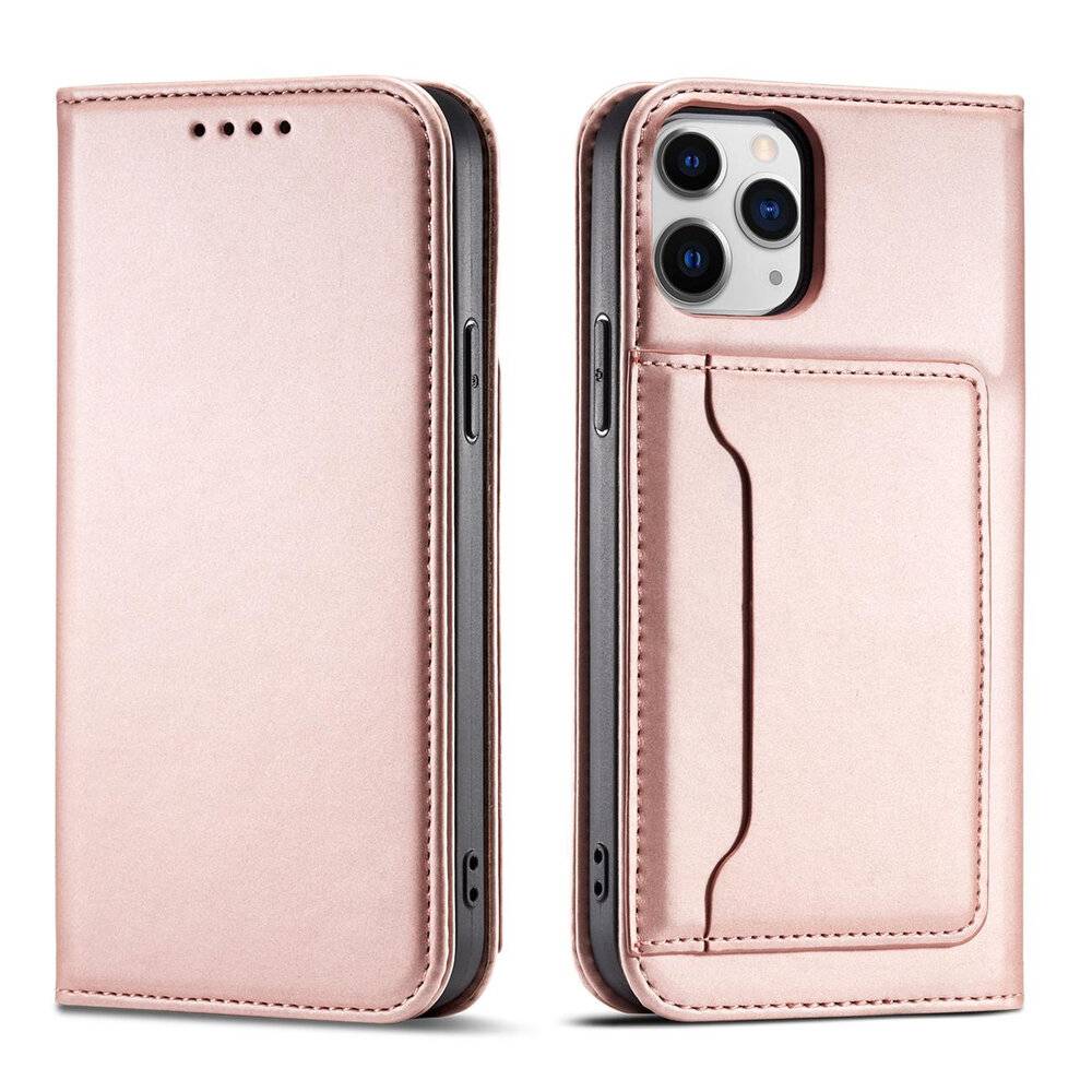 Magnetkartenhülle iPhone 12 Pro Max Tasche Kartenetui Kartenhalter Pink-0