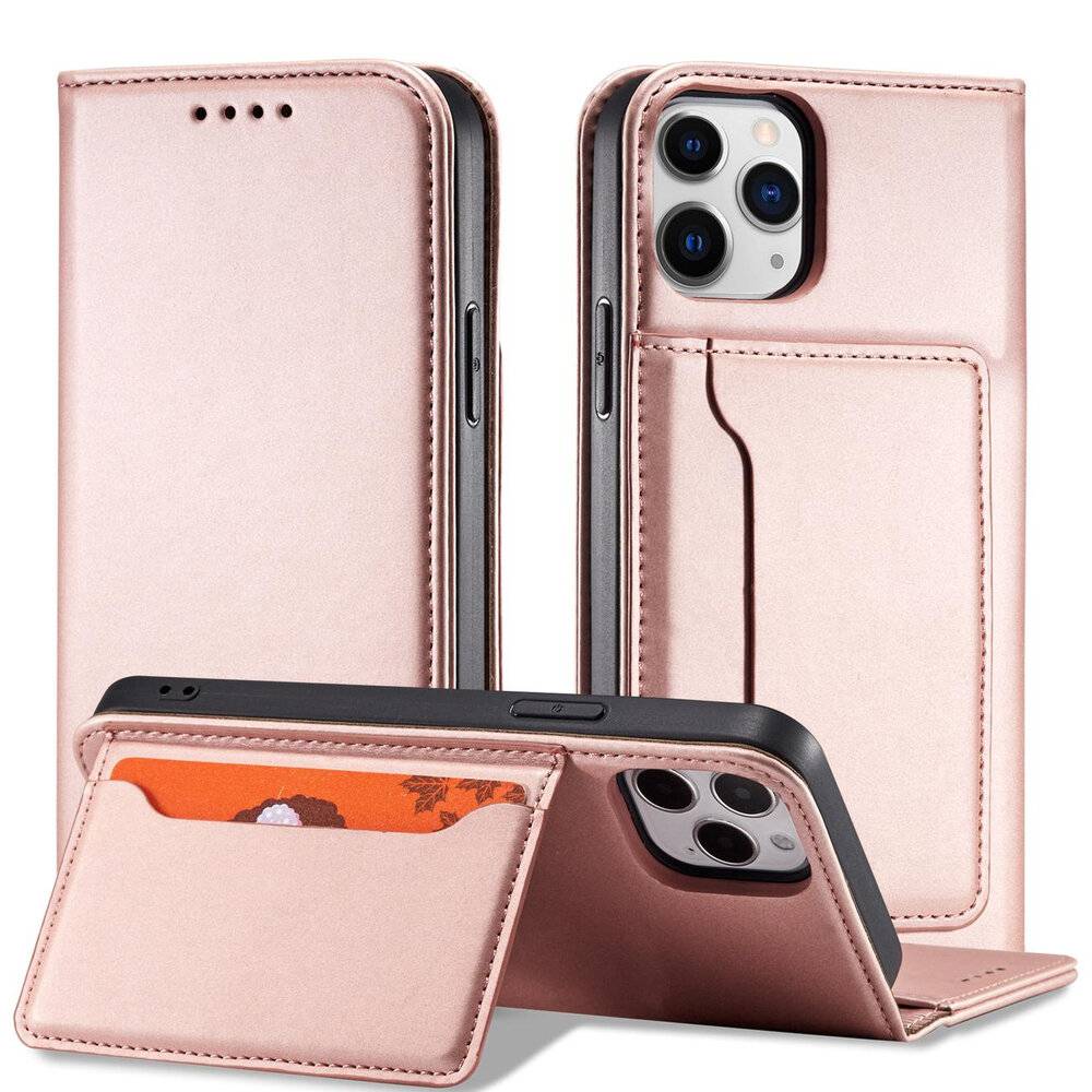 Magnetkartenhülle iPhone 12 Pro Max Tasche Kartenetui Kartenhalter Pink-1