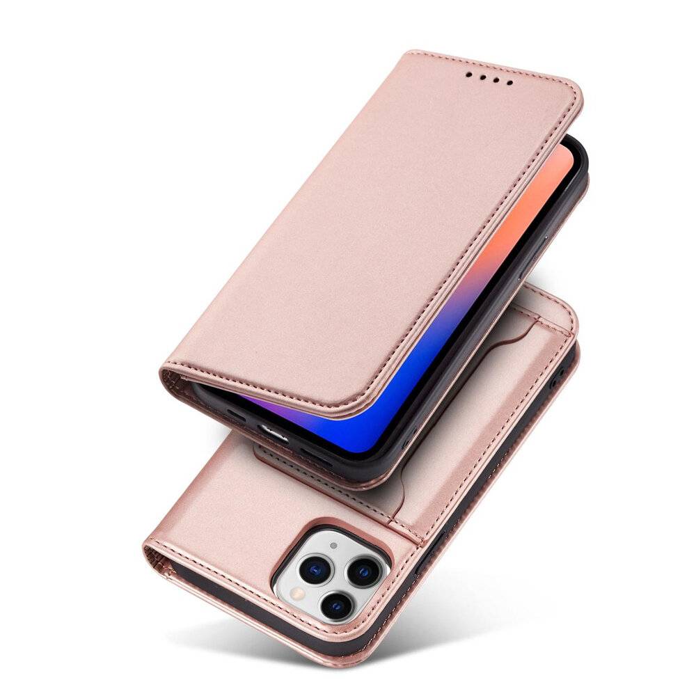 Magnetkartenhülle iPhone 12 Pro Max Tasche Kartenetui Kartenhalter Pink-2