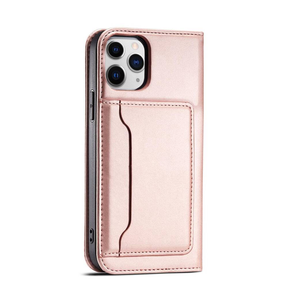 Magnetkartenhülle iPhone 12 Pro Max Tasche Kartenetui Kartenhalter Pink-3
