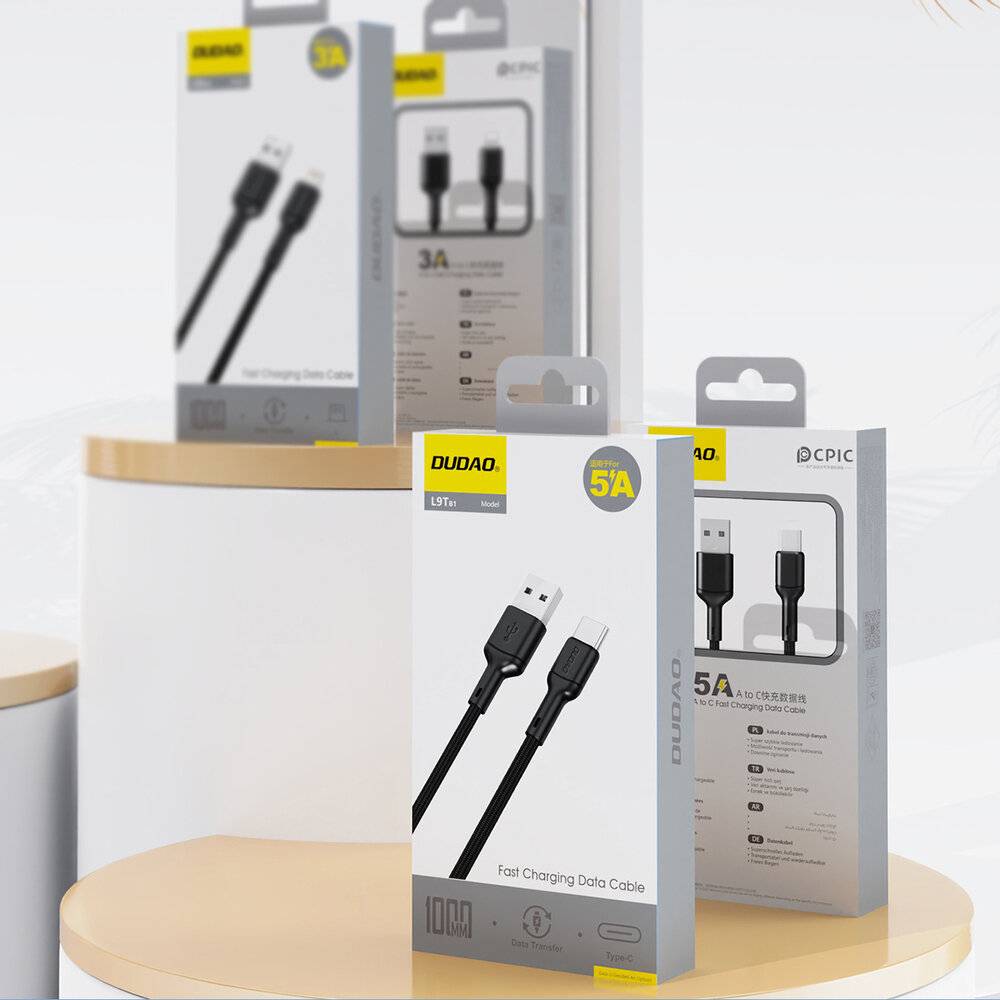 Dudao L9T 5A USB-A - USB-C Kabel 1m Schwarz-2