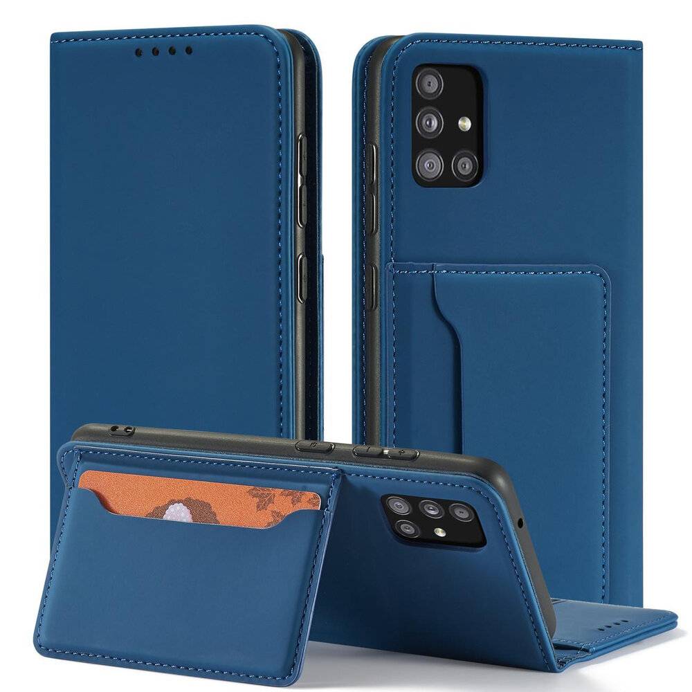 Magnet Kartenetui Samsung Galaxy A12 5G Tasche Brieftasche Kartenhalter Blau-1