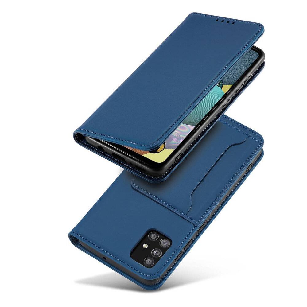 Magnet Kartenetui Samsung Galaxy A12 5G Tasche Brieftasche Kartenhalter Blau-3