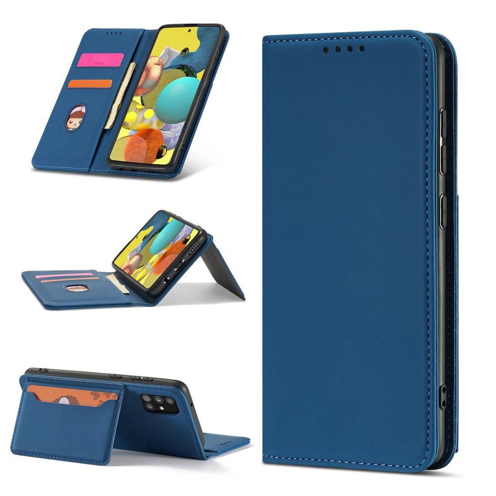 Magnet Kartenetui Samsung Galaxy A12 5G Tasche Brieftasche Kartenhalter Blau-4