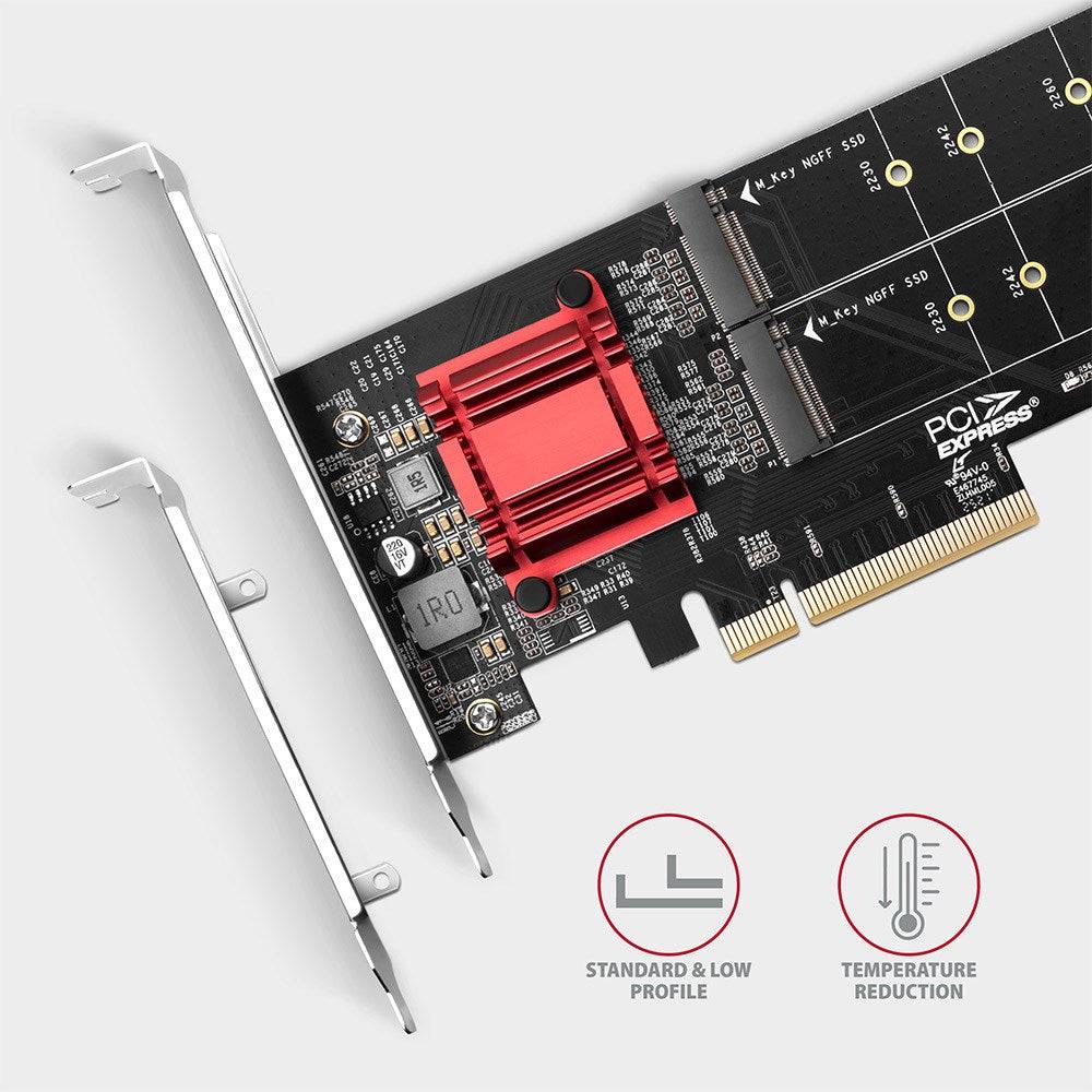 PCEM2-ND PCIe x8 - dual M.2 NVMe M-key Slot Adapter mit RAID, Daten-Switch, w. S-3