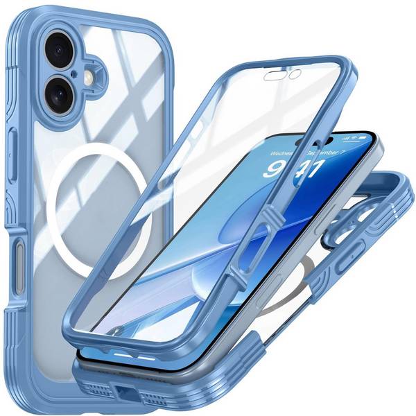 Für Apple iPhone 17 MagSafe Magnetic 360 Full Body Hybrid Tasche Bumper Blau