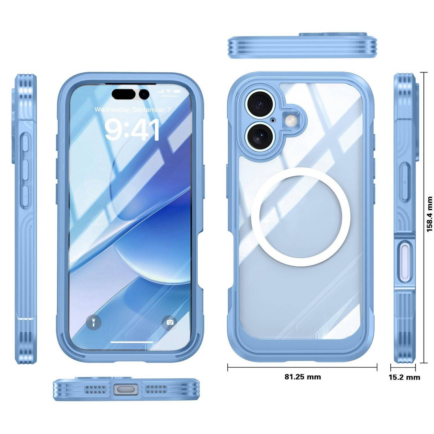 Für Apple iPhone 17 MagSafe Magnetic 360 Full Body Hybrid Tasche Bumper Blau-1