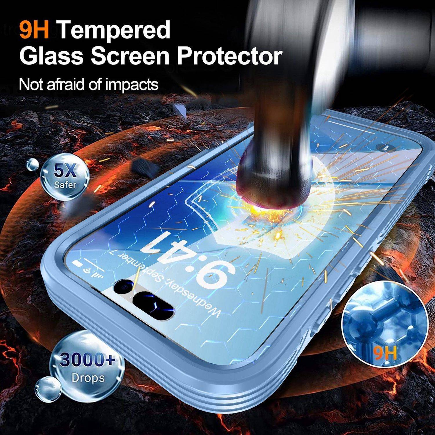 Für Apple iPhone 17 MagSafe Magnetic 360 Full Body Hybrid Tasche Bumper Blau-3