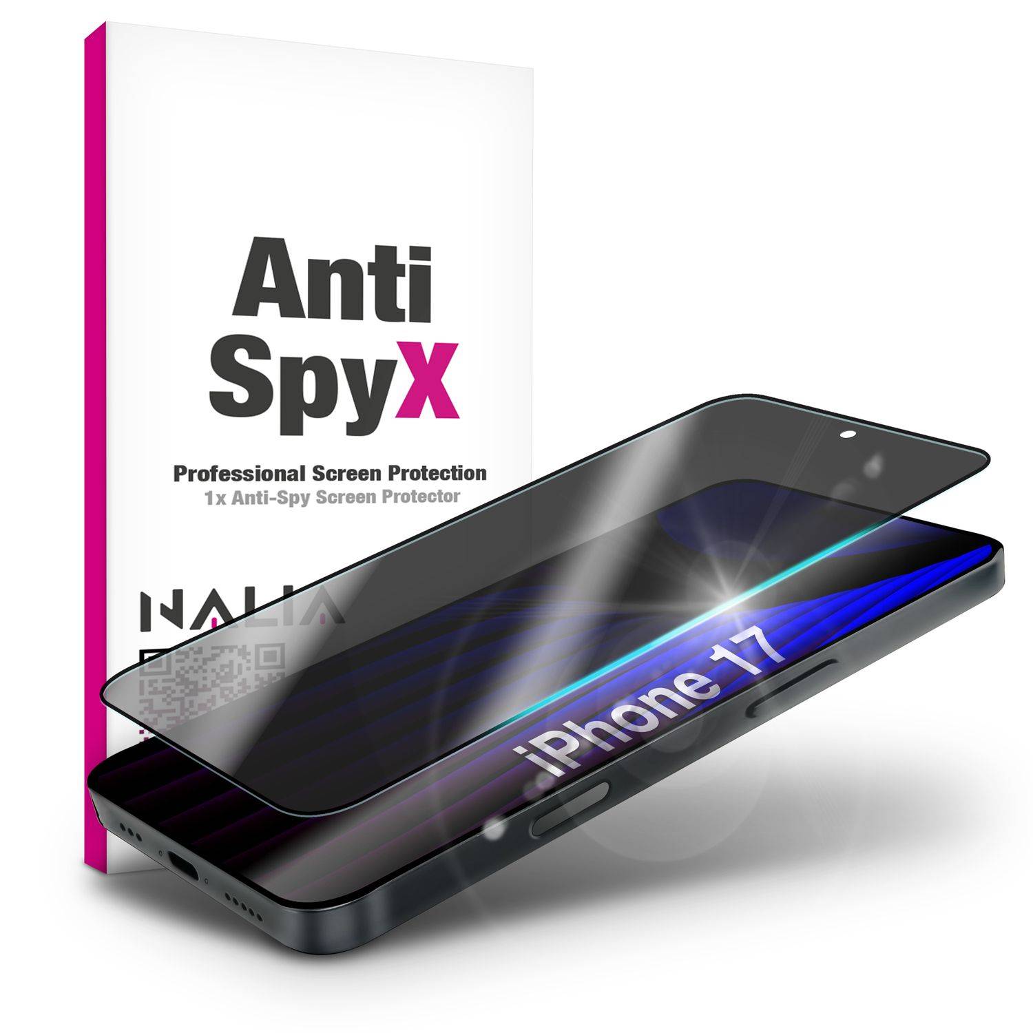 NALIA Schutzglas "AntiSpyX" für Apple iPhone 17 – Privacy Display Glas Anti-Spy Blickschutz 9H Härte-0