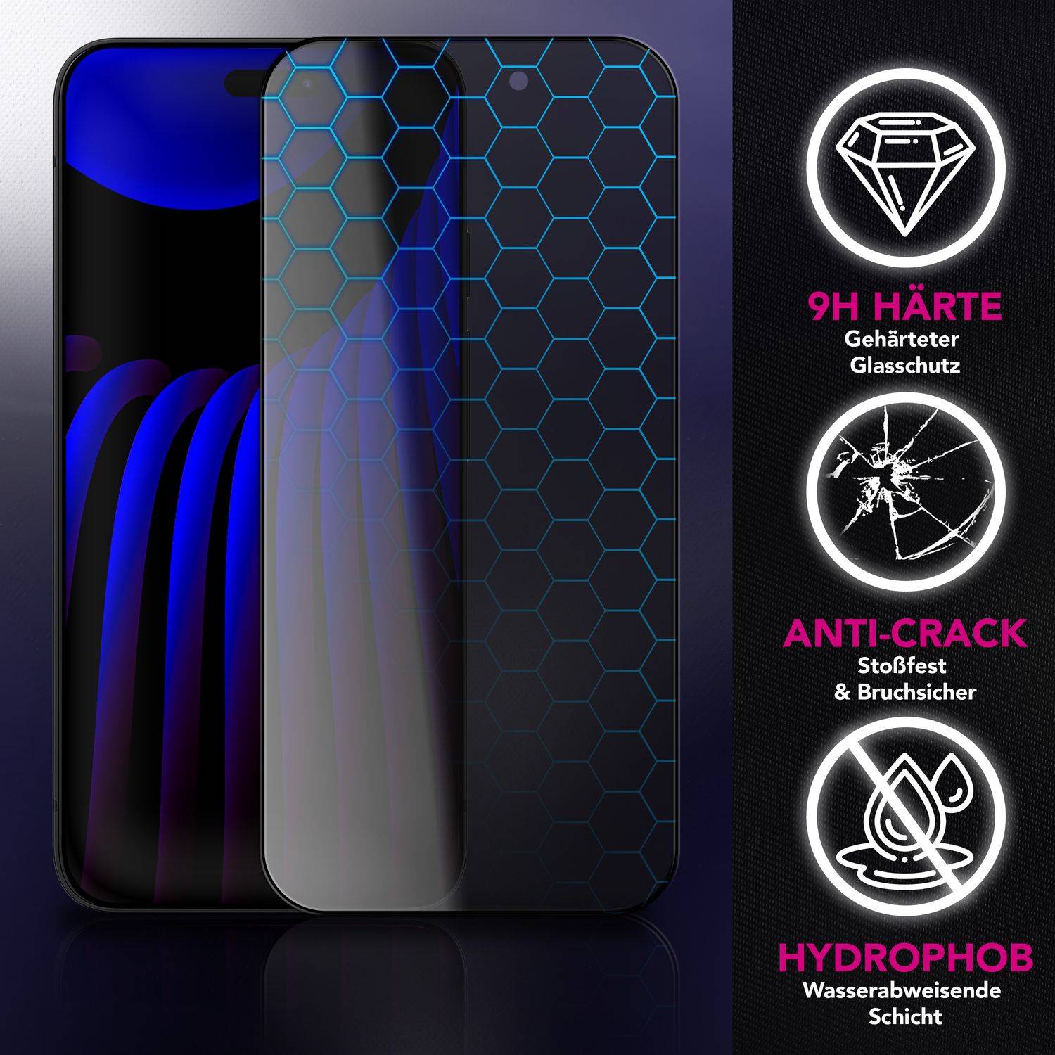 NALIA Schutzglas "AntiSpyX" für Apple iPhone 17 – Privacy Display Glas Anti-Spy Blickschutz 9H Härte-1