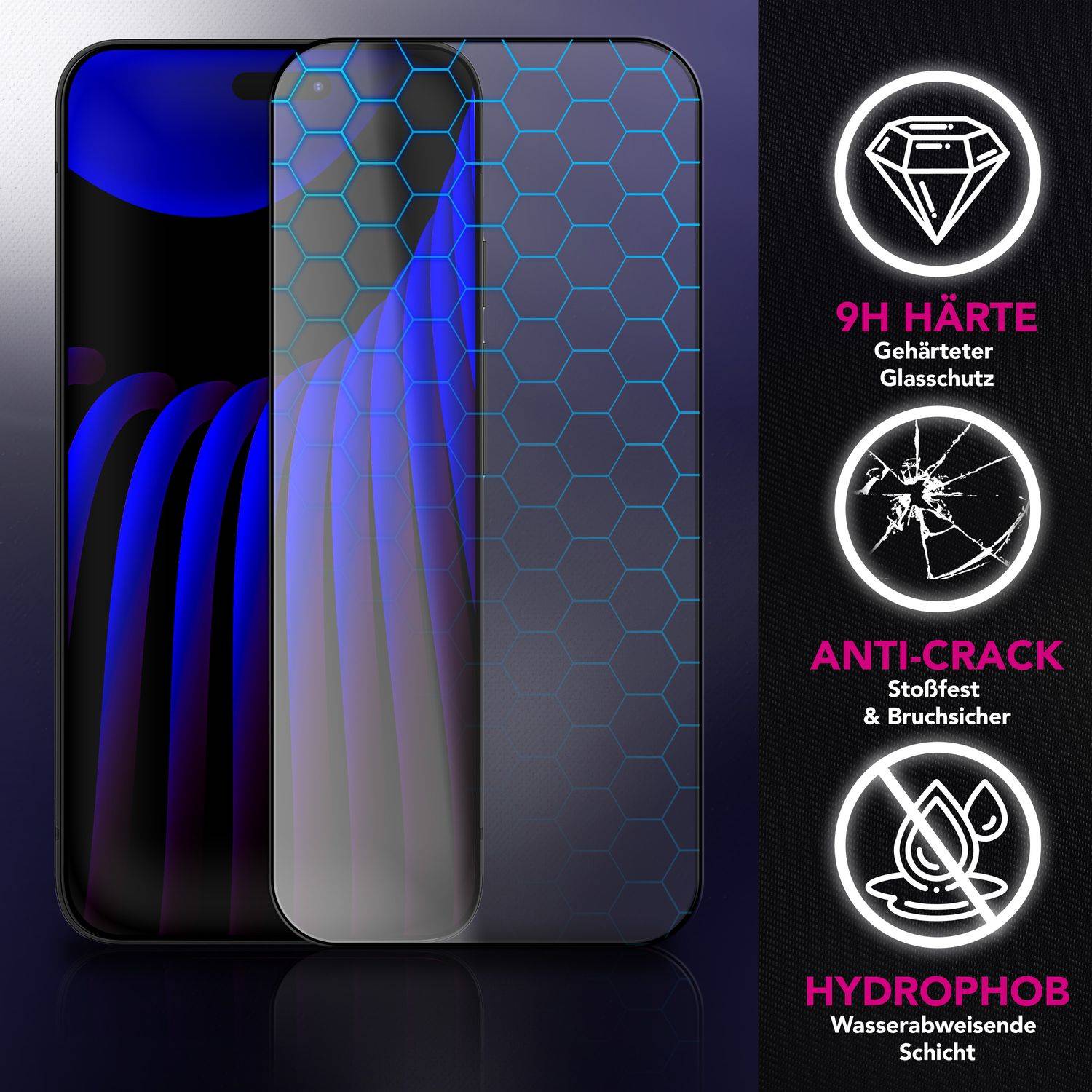 NALIA Schutzglas "ArmorGlassX" für Apple iPhone 17 – 2x Display Glas Ultra Klar 9H Härte - Transparent, schwarzer Rahmen-1