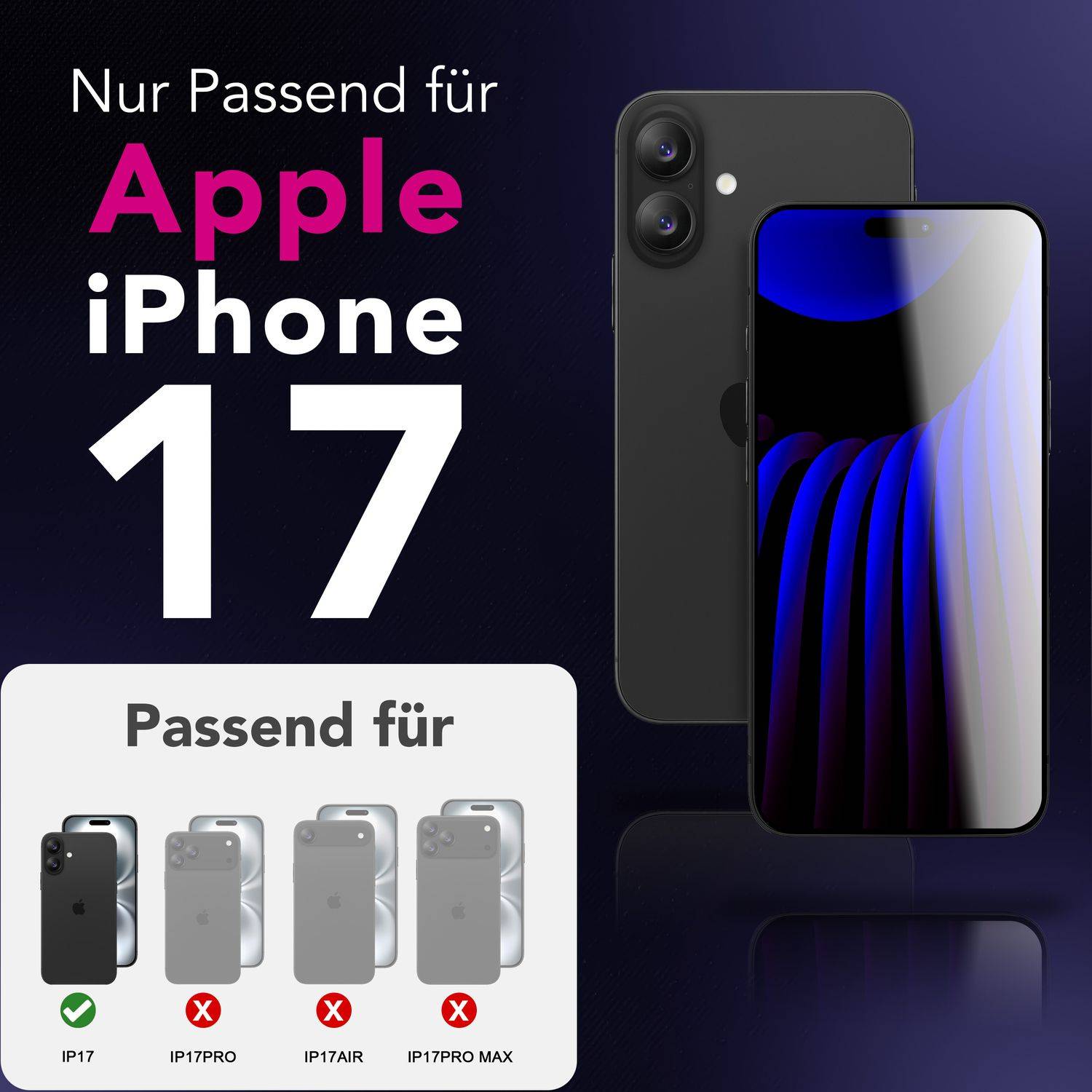 NALIA Schutzglas "AntiSpyX" für Apple iPhone 17 – Privacy Display Glas Anti-Spy Blickschutz 9H Härte-4