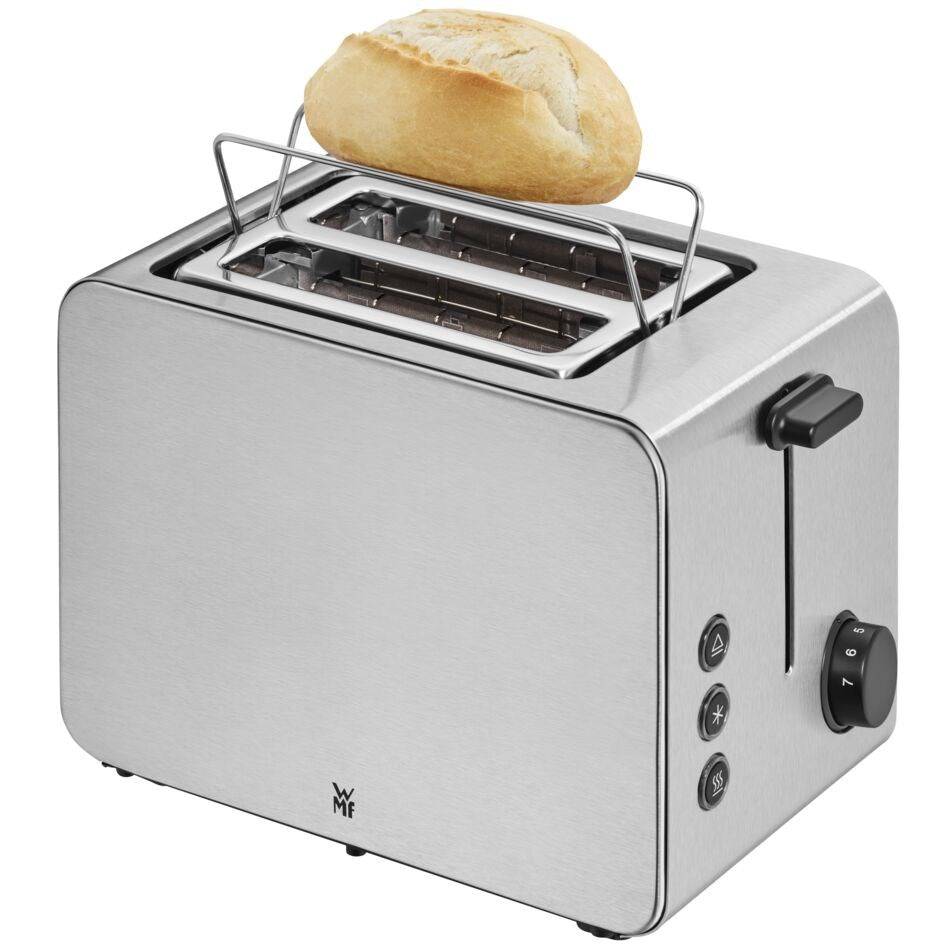 WMF Stelio Toaster 2 Scheiben Edelstahl, Doppelschlitz Toaster mit Brötchenaufsatz,-2
